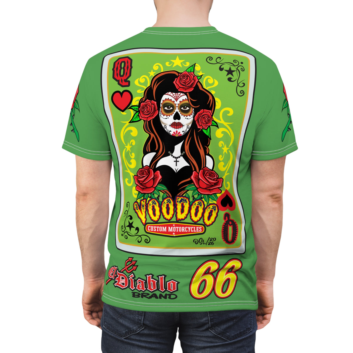 Voodoo Custom Motorcycles Tee — Queen of Hearts  Graphic Riding Super Tee