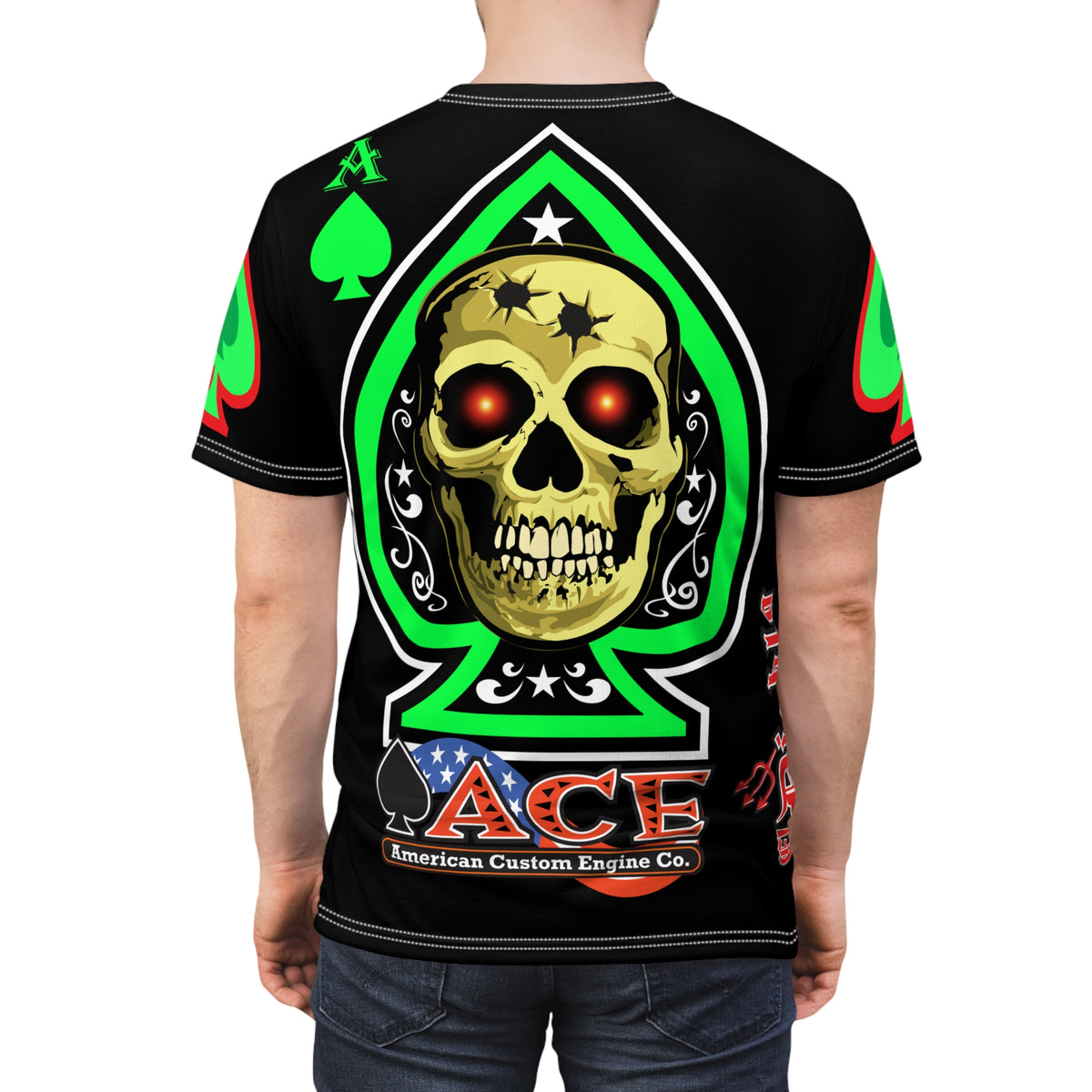 American Custom Engines ACE - Special Lumina Green  Ace of Spades Death Card High visibility Graphics