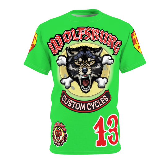 Very Special Wolfsburg Custom Cycles HiViz Graphic Super Tee for Bikers