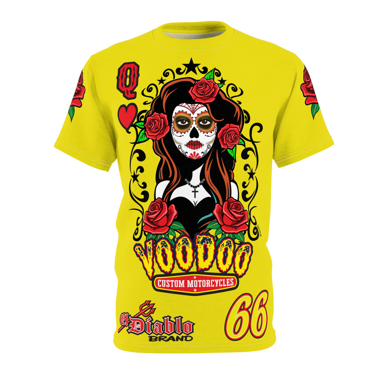VERY Special HIVIZ Voodoo Custom Motorcycles Tee — Queen of Hearts Graphics - Super Riding Tee