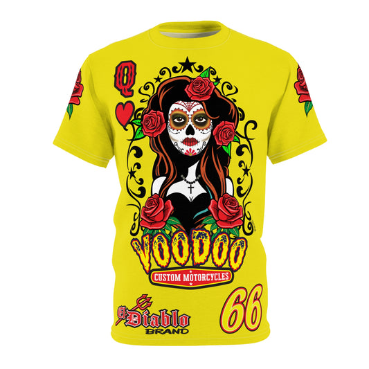 VERY Special HIVIZ Voodoo Custom Motorcycles Tee — Queen of Hearts Graphics - Super Riding Tee