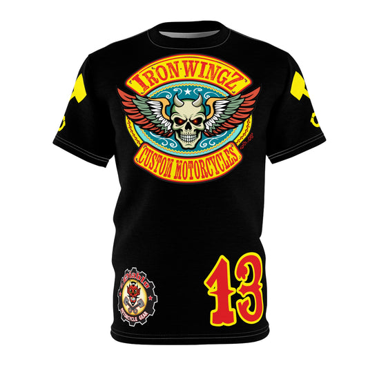 SRT Iron WingZ Custom Motorcycles Graphic Super Riding Tee, Edgy Streetwear, Customized Apparel, Gift for Bikers