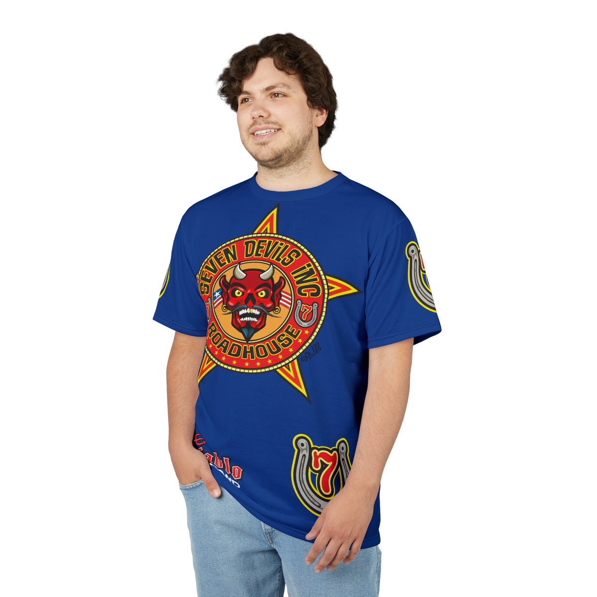 Seven Devils Inc. Roadhouse Deluxe HiViz Graphic Tee - Motorcycle Custom Riding Super Tee