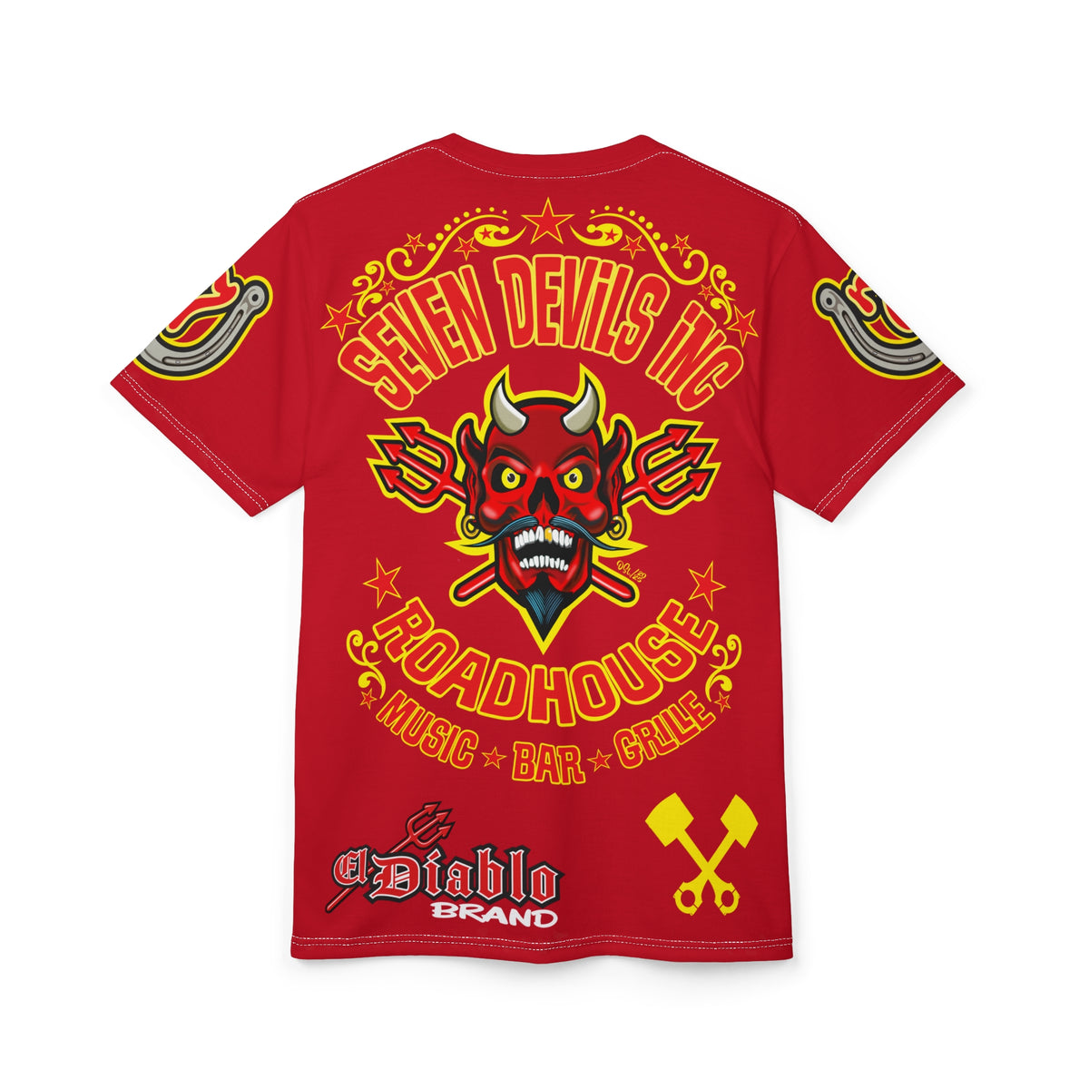 Seven Devils Inc. Roadhouse Deluxe HiViz Graphic Tee - Motorcycle Custom Riding Super Tee