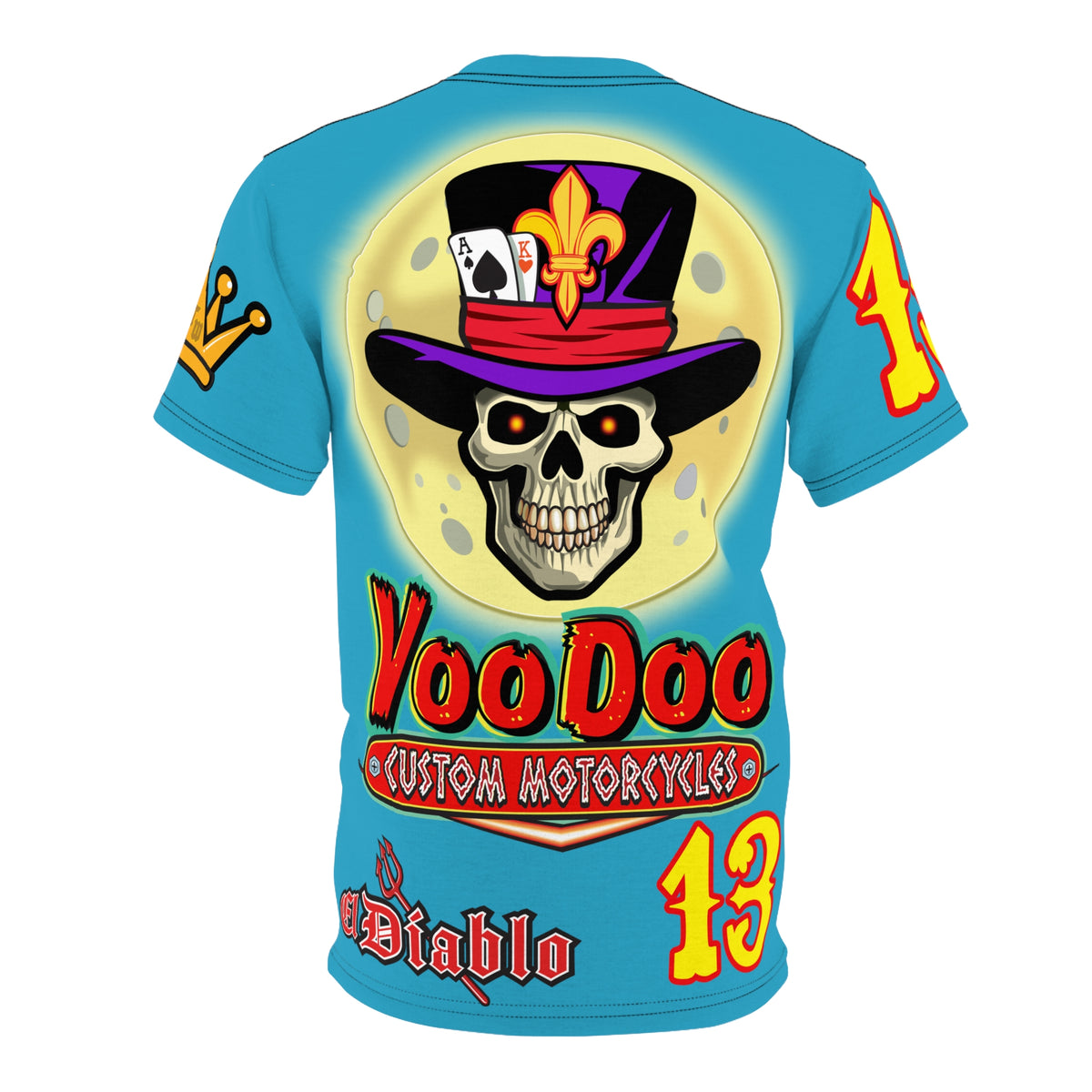 VooDoo Custom Motorcycles Electric Blue HiViz Unisex Graphic Biker Tee