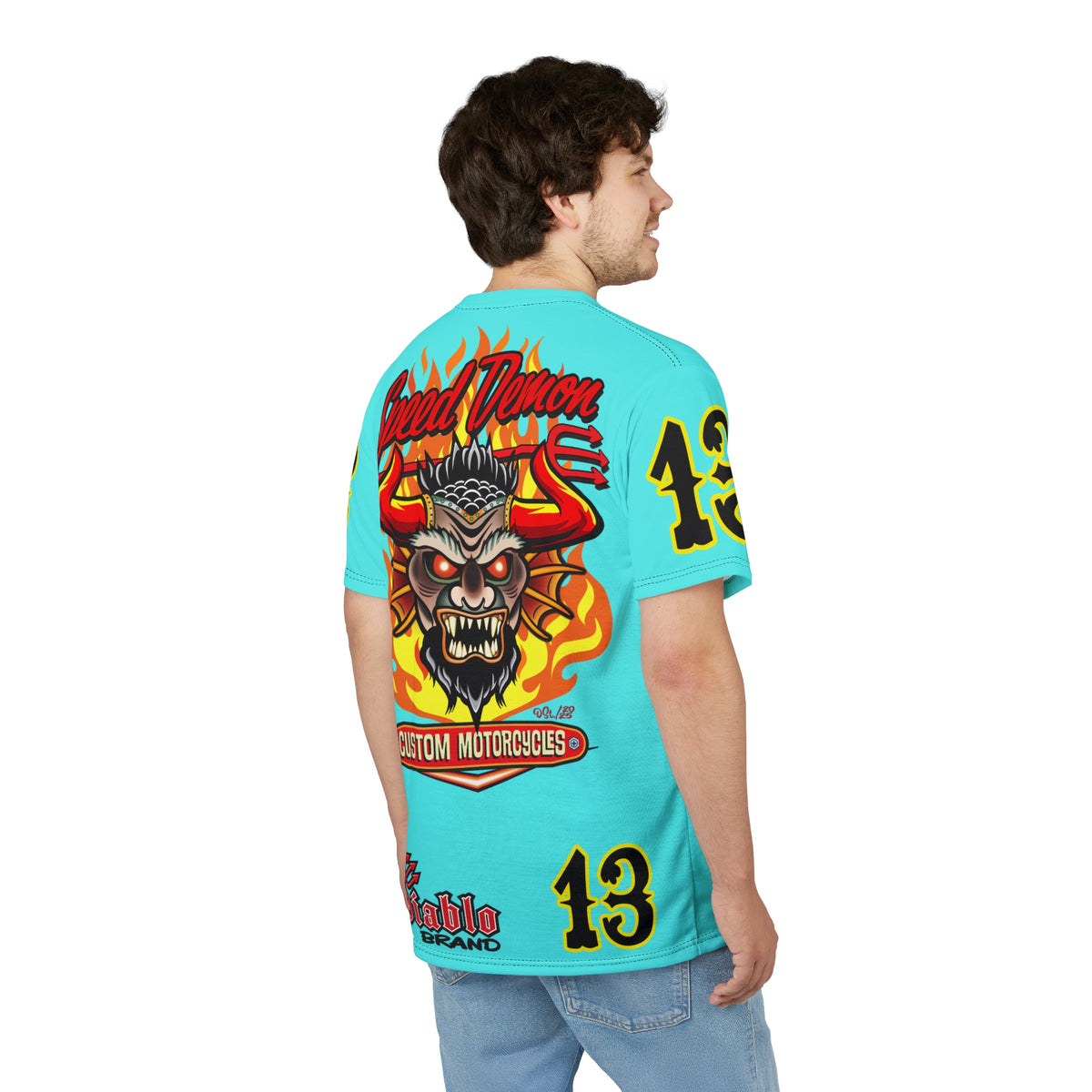 Speed Demon Customs BLU SKY Super Tee — Extreme Edgy Graphics - Bad Attitude Custom Biker Riding Gear