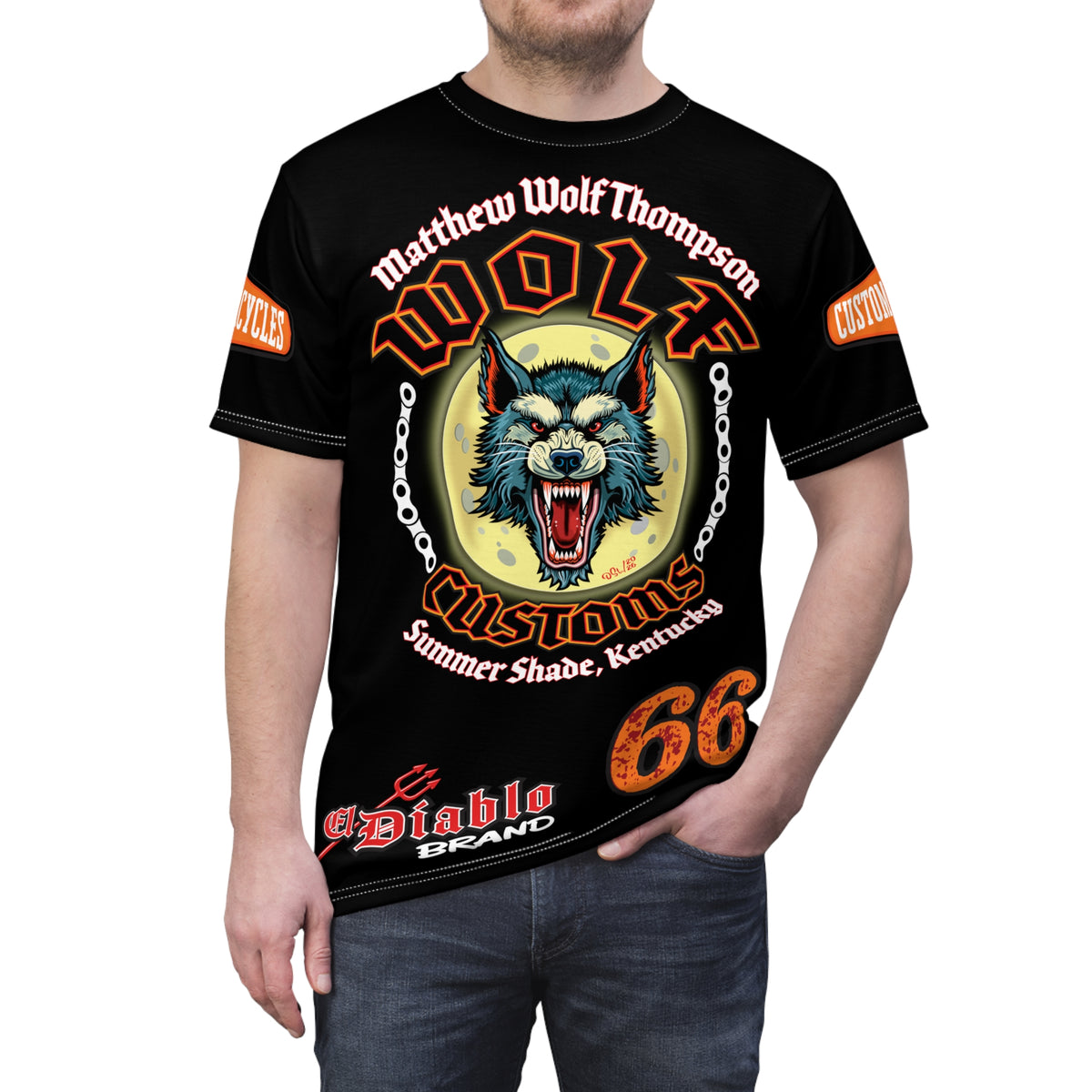 MWT Wolf Custom Motorcycles Super Tee — Viciously Cool High Performance Motorcycle Riding Shirt