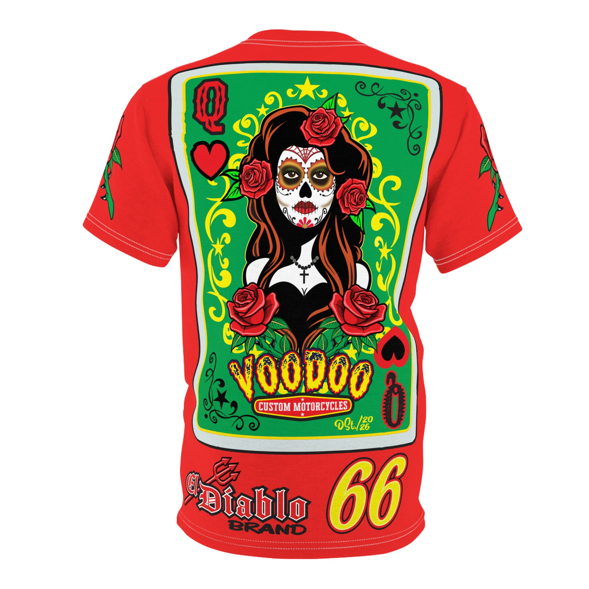 Voodoo Custom Motorcycles Tee — Queen of Hearts  Graphic Riding Super Tee