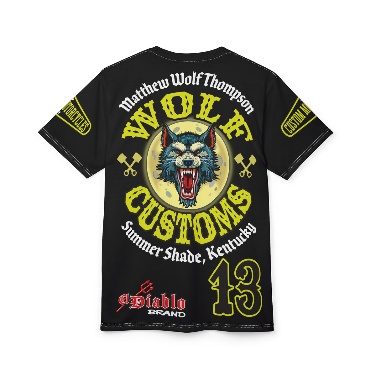 MWT Wolf Customs 13 Black & XL Graphics- Super Riding Tee — Retro Motorcycle Club Shirt, The Best Biker Riding Tee EVER !!!
