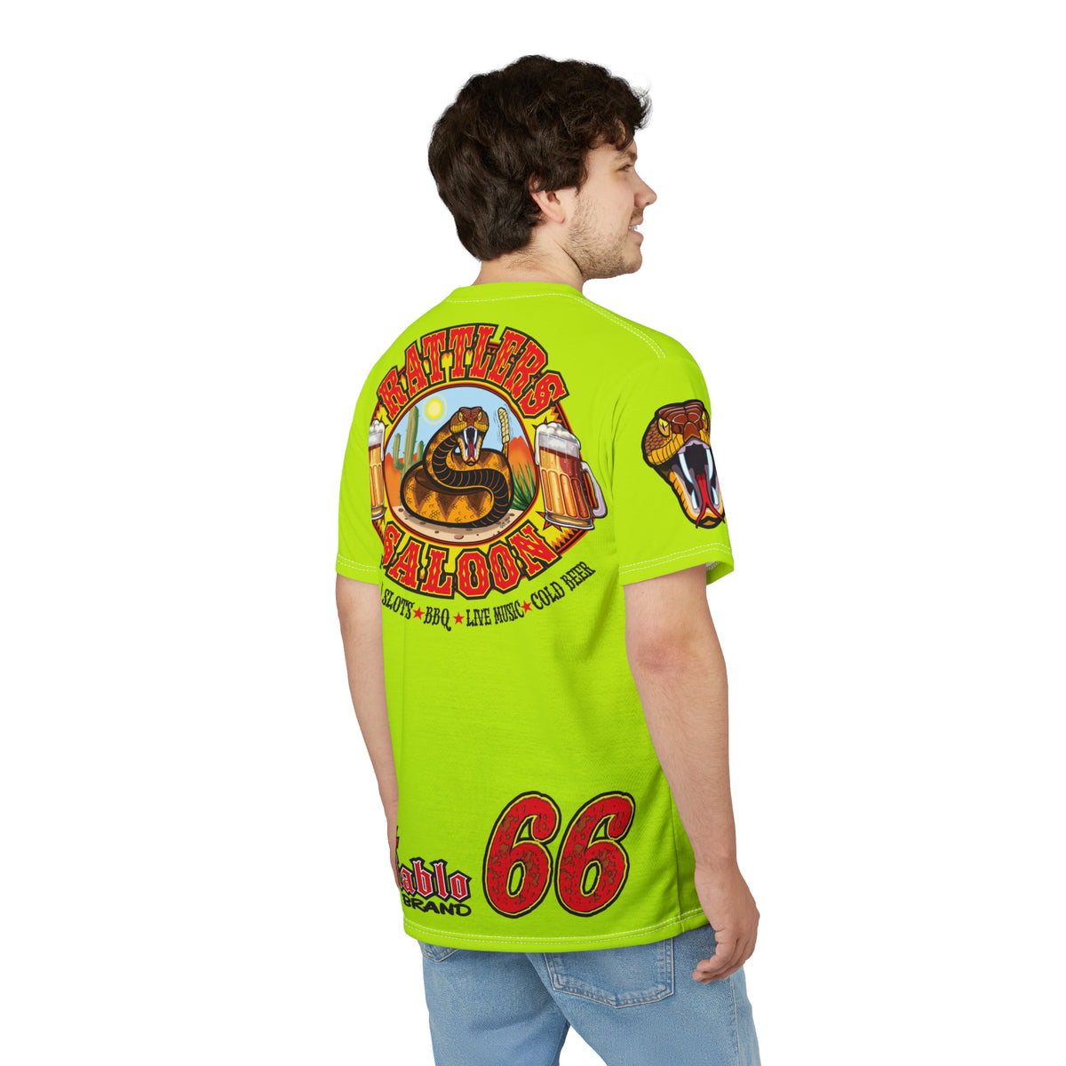 VERY Special Rattlers Saloon  BADAZZ HIVIZ SUPER RIDING TEE — Vintage Biker 66 Graphic Shirt