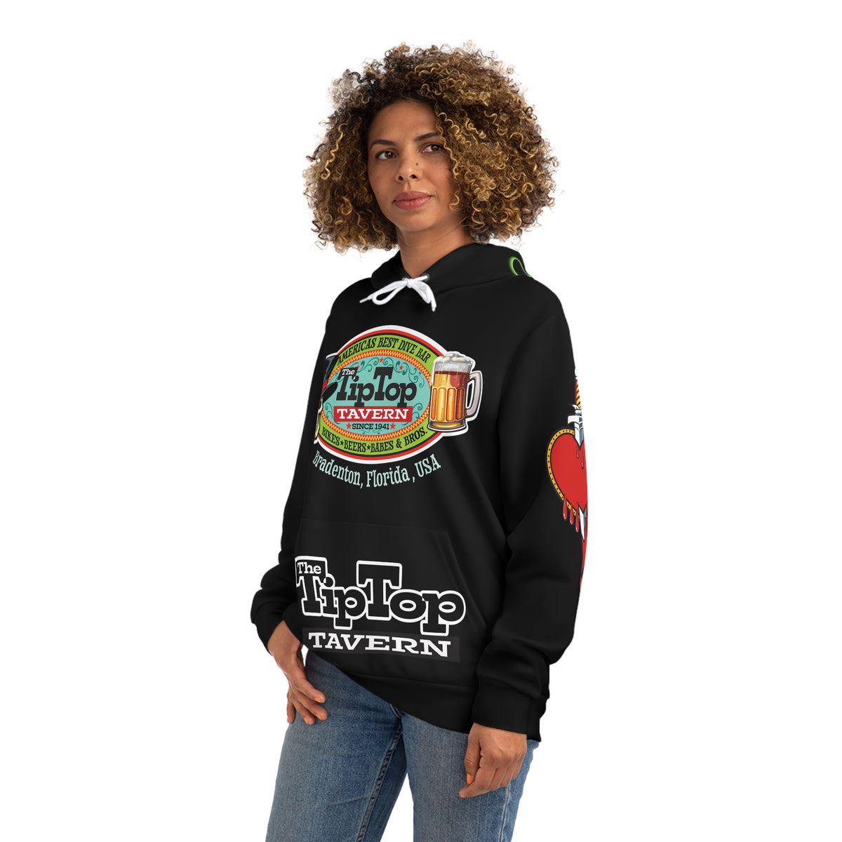 HoodZ  TipTop Tavern Graphic Hoodie, Skulls, Bar Apparel, Gift for Beer Lovers, Dive Bar Treasure