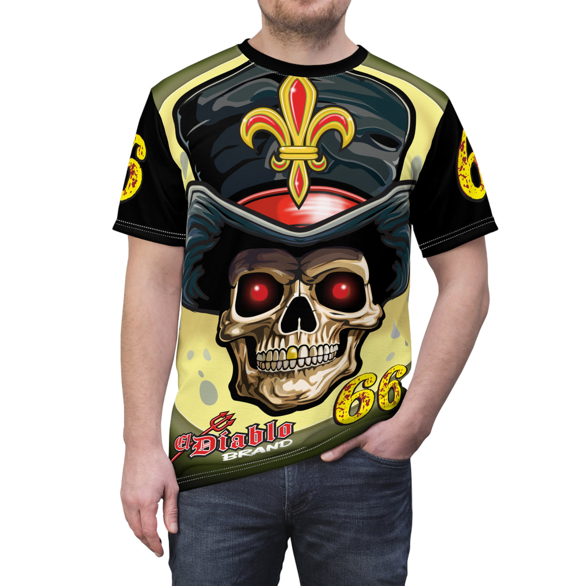 Voodoo Custom Motorcycles Black Magic XL HiViz Graphics Tee, Edgy Graphic Biker Shirt