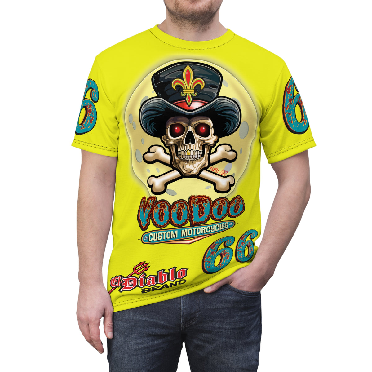 VERY Special HIVIZ Voodoo Customs Graphic Super Tee –  Edgy Style Riding Tee for Bikers
