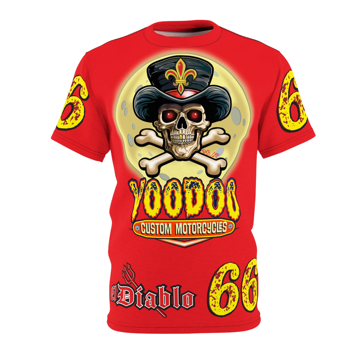 Voodoo Custom Motorcycles Unisex HiViz Tee, Edgy Graphic Shirt, Motorcycle Apparel, Skull T-Shirt, Perfect for Bikers