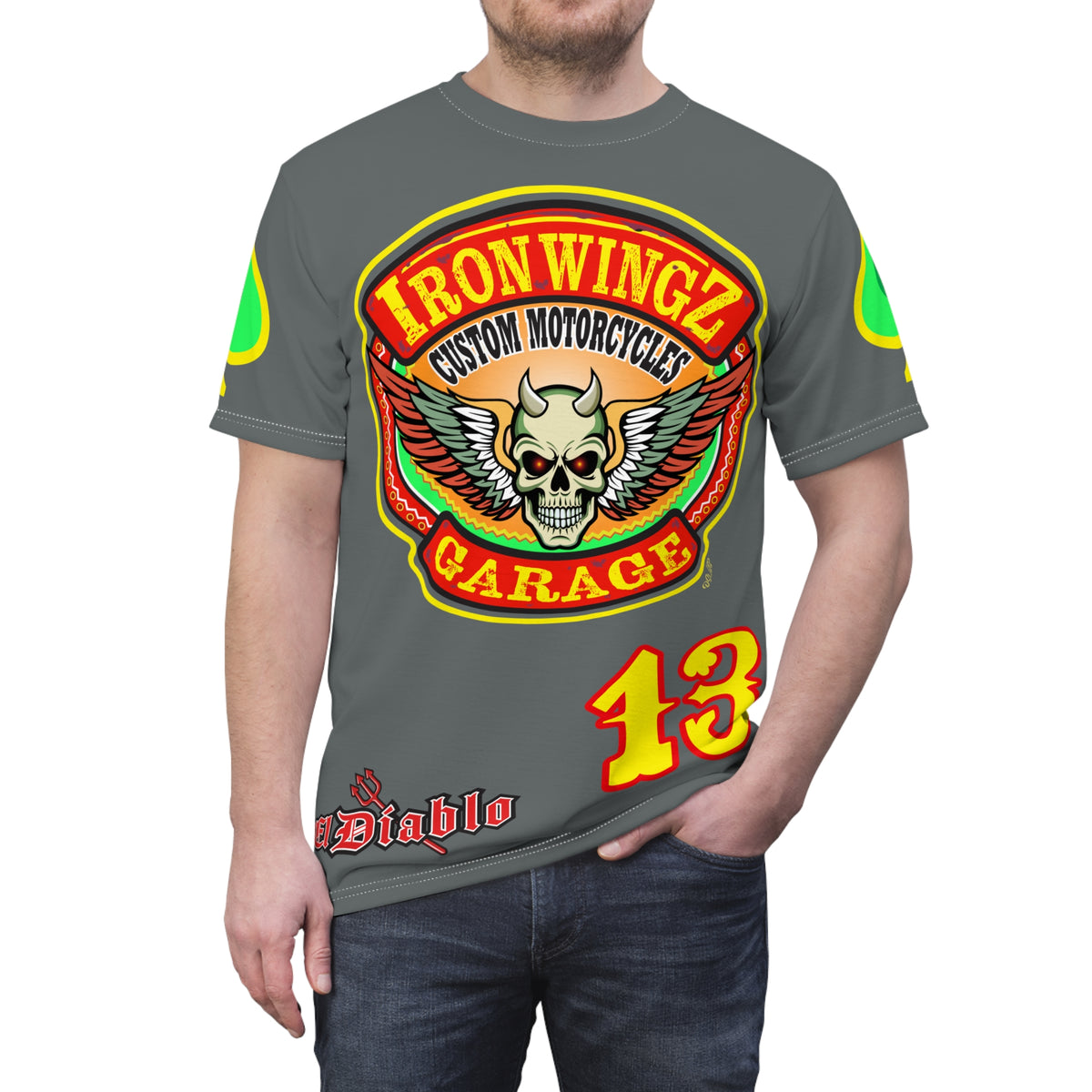 Iron Wingz Custom Motorcycle Unisex Super Tee - Bold Graphic Tee for Bikers