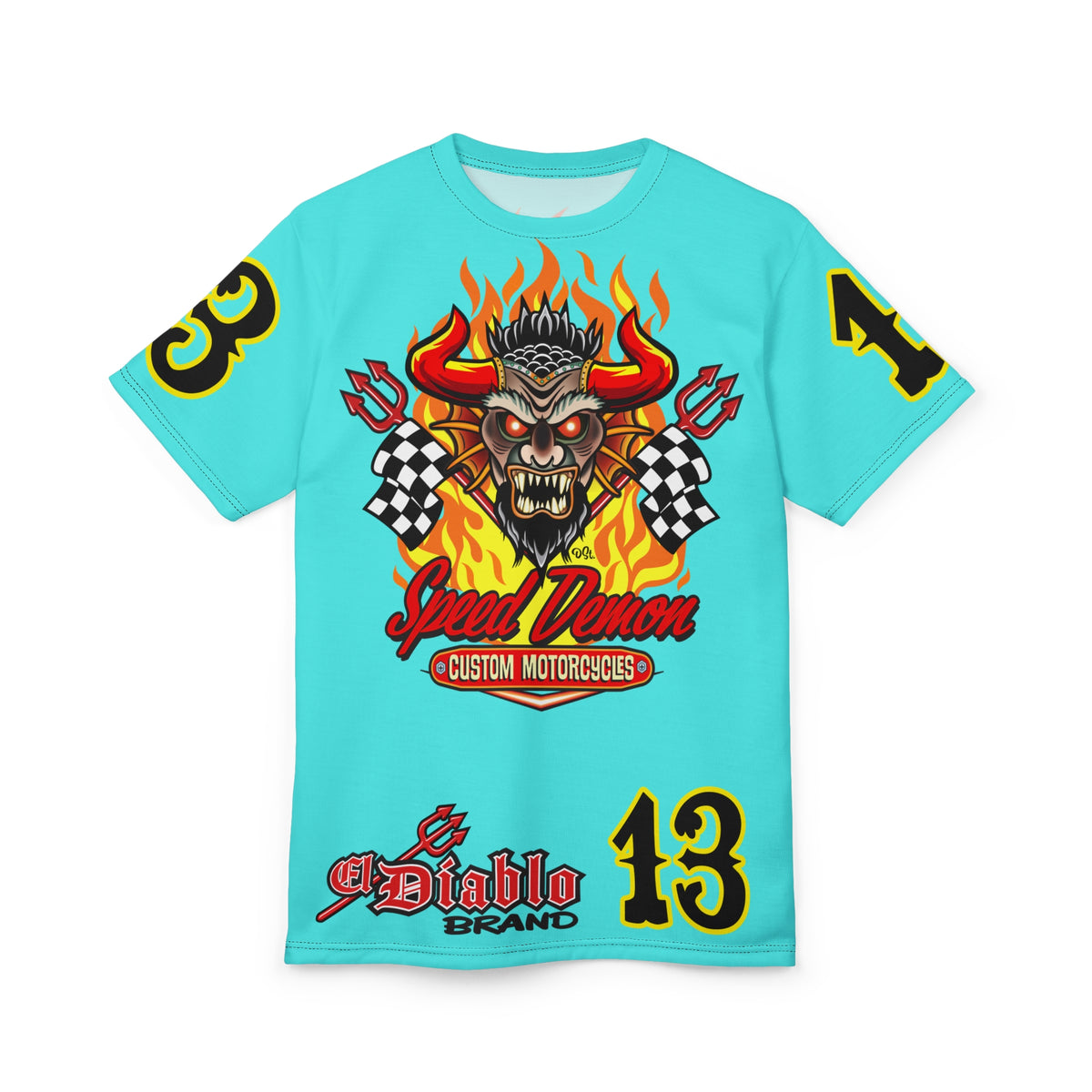 Speed Demon Customs BLU SKY Super Tee — Extreme Edgy Graphics - Bad Attitude Custom Biker Riding Gear