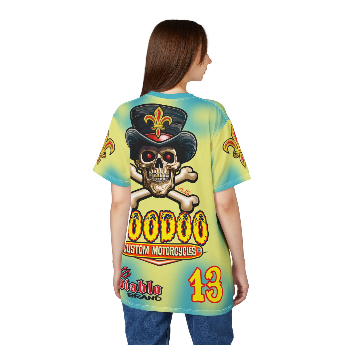 Voodoo Custom Motorcycles HIVIZ TYE DYE BLAST SUPER RIDING TEE - Look Cool, Ride Cool jn our Finest Biker Riding Tee