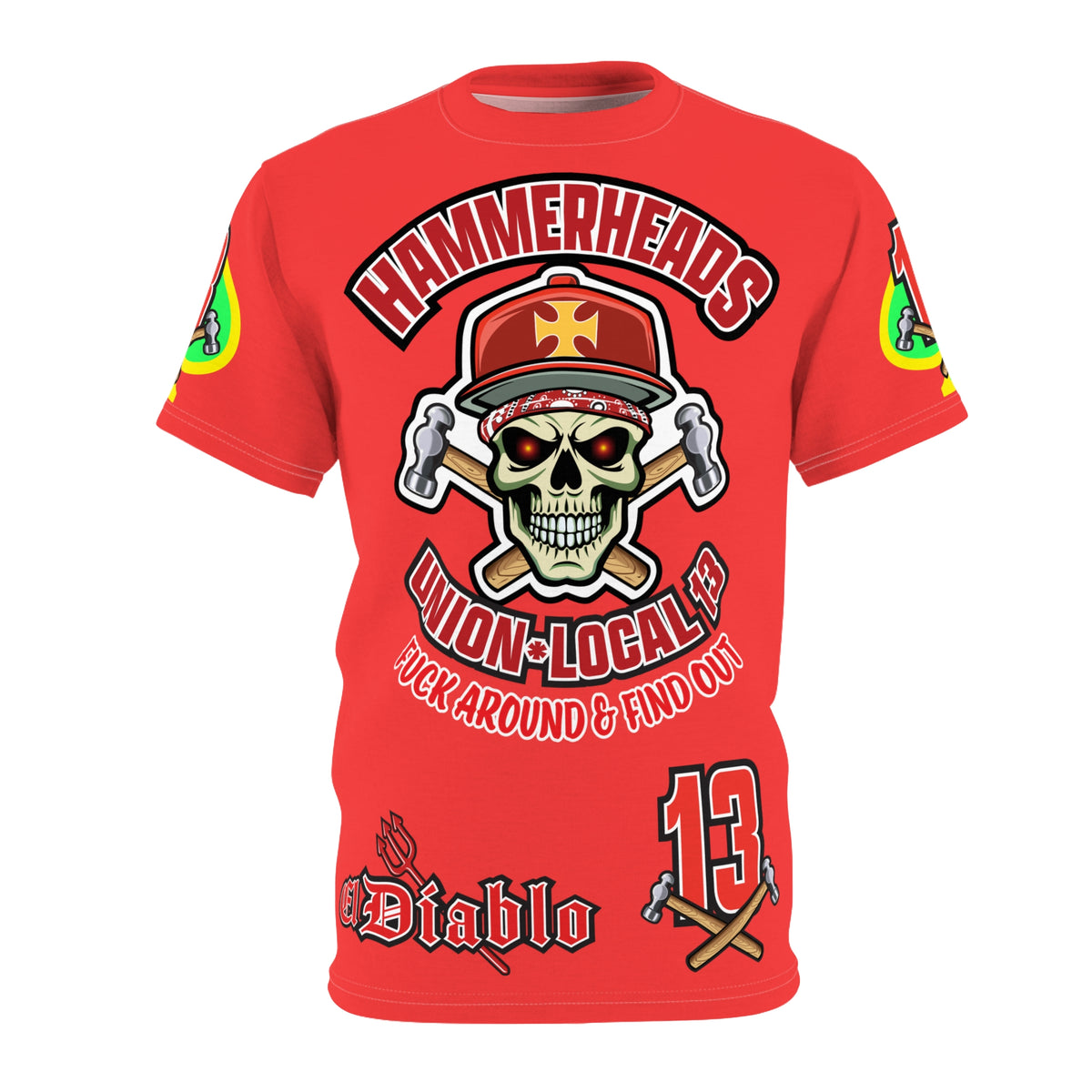 Very Special Hammerheads Union Local 13 - GIANT GRAPHICS !!!!!! - Custom HiViz Motorcycle Riding Tee Shirt _ Super Comfort and Fit