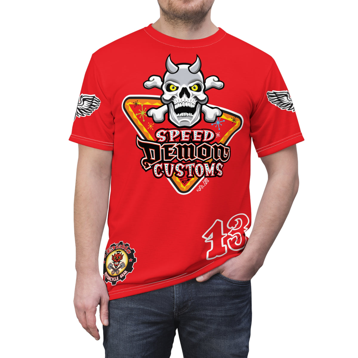 SRT Speed Demon Customs Spectacular  Super Riding Tee - Devilishly Demented Bold Biker Design