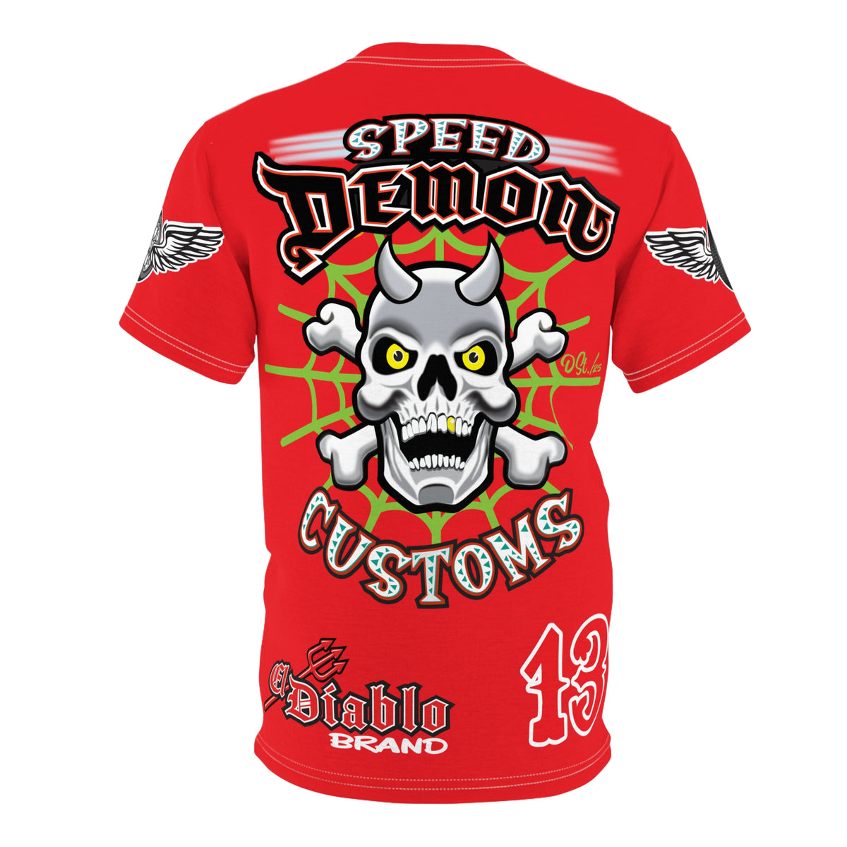 SRT Speed Demon Customs Spectacular  Super Riding Tee - Devilishly Demented Bold Biker Design