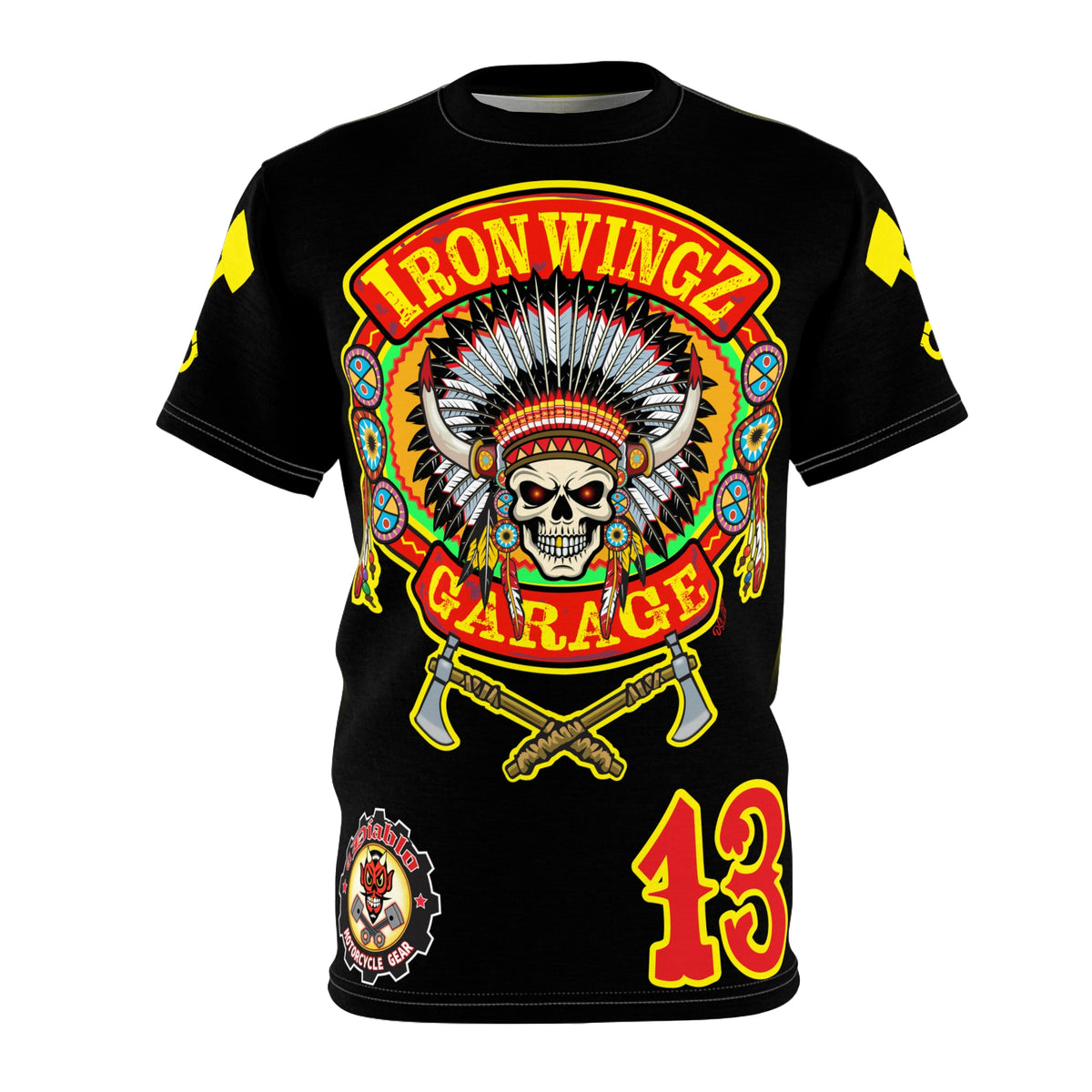 Iron WingZ Customs HIviz Graphic Super Tee, Edgy Streetwear, Customized Apparel, Gift for Bikers