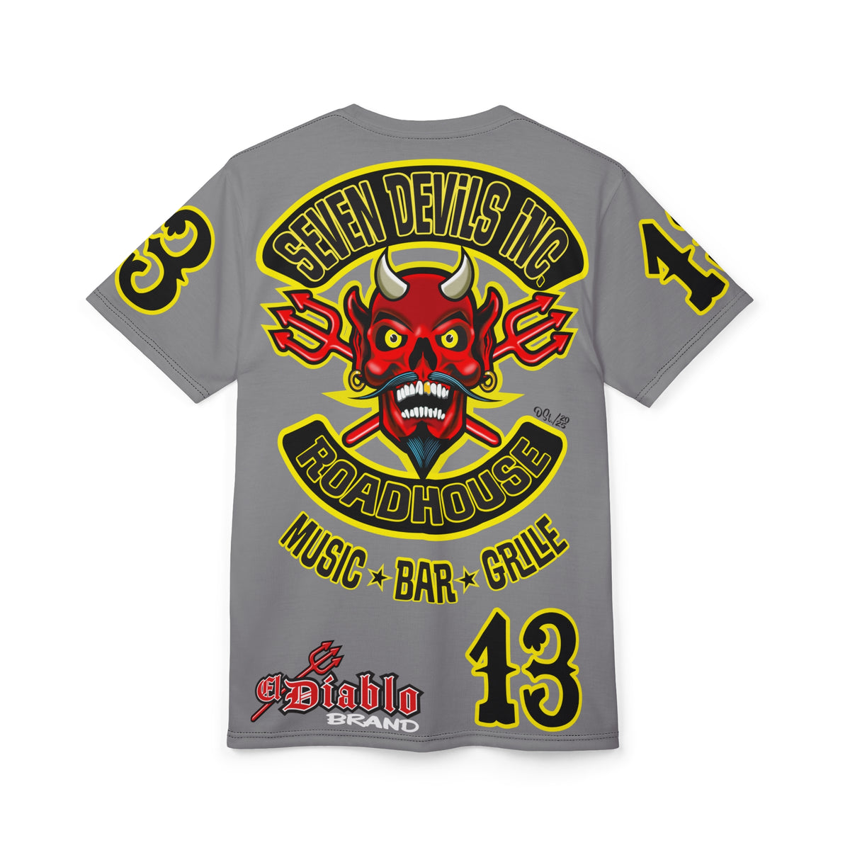Seven Devils Inc. Roadhouse Black on Black Super Tee — Extreme Edgy Graphics - Bad Attitude Custom Biker Riding Gear