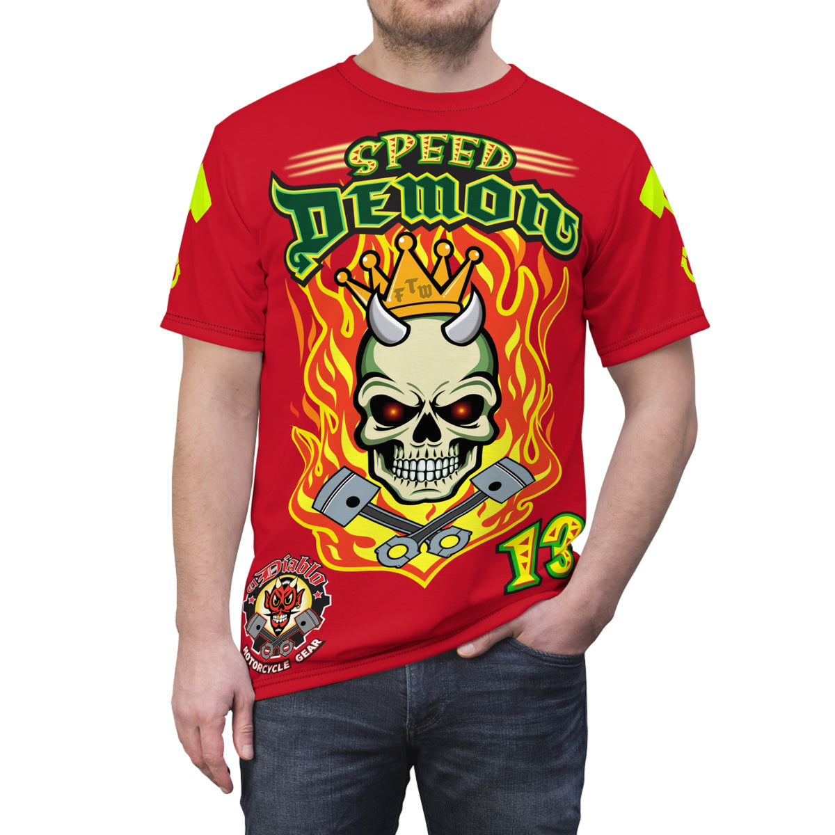 Speed Demon Hellfire HiViz Super Tee - THE Perfect Motorcycle Riding Tee - High Comfort & Perfect Fit Super Tee