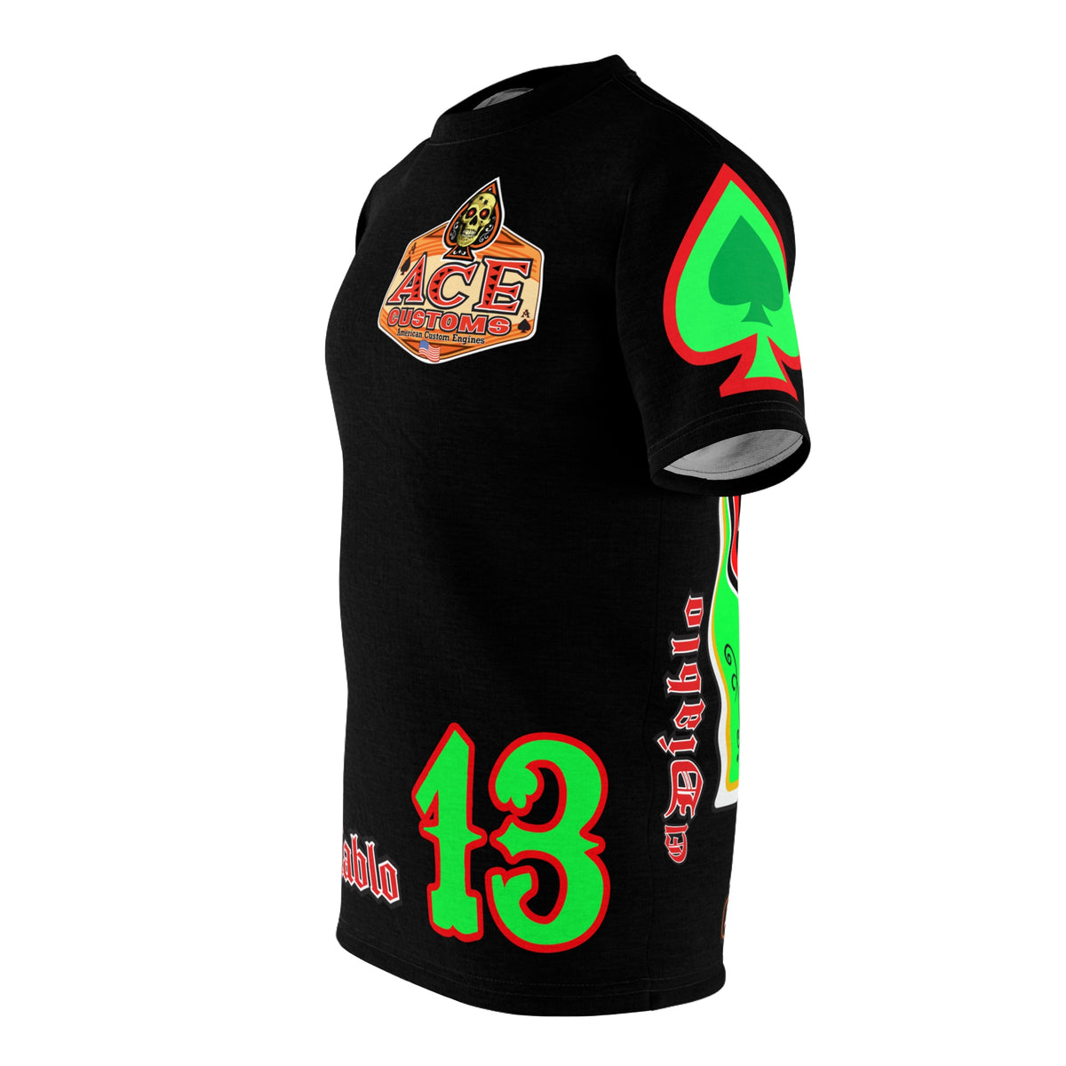 SRT American Custom Engines ACE - Special Lumina Green  Ace of Spades Death Card High Visibility Graphics