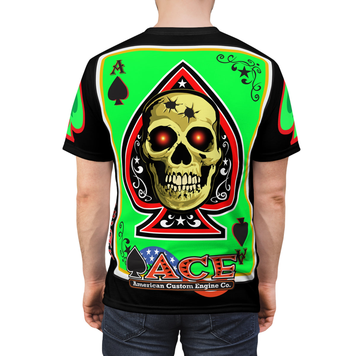 American Custom Engines ACE - Special Lumina Green  Ace of Spades Death Card High visibility Graphics
