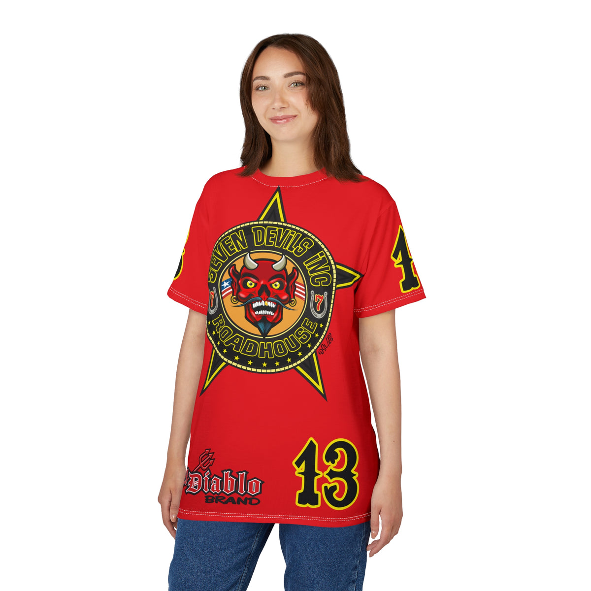 Seven Devils Inc. Roadhouse Bad in  Black Super Tee — Extreme Edgy Graphics - Bad Attitude Custom Biker Riding Gear