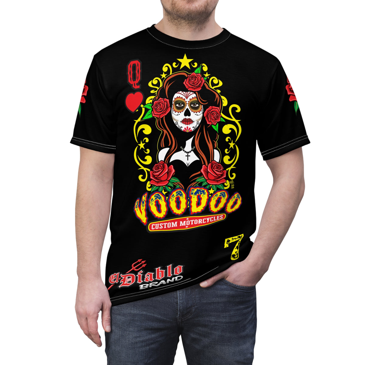 Voodoo Custom Motorcycles Tee — Queen of Hearts  Black 🖤 Riding Super Tee