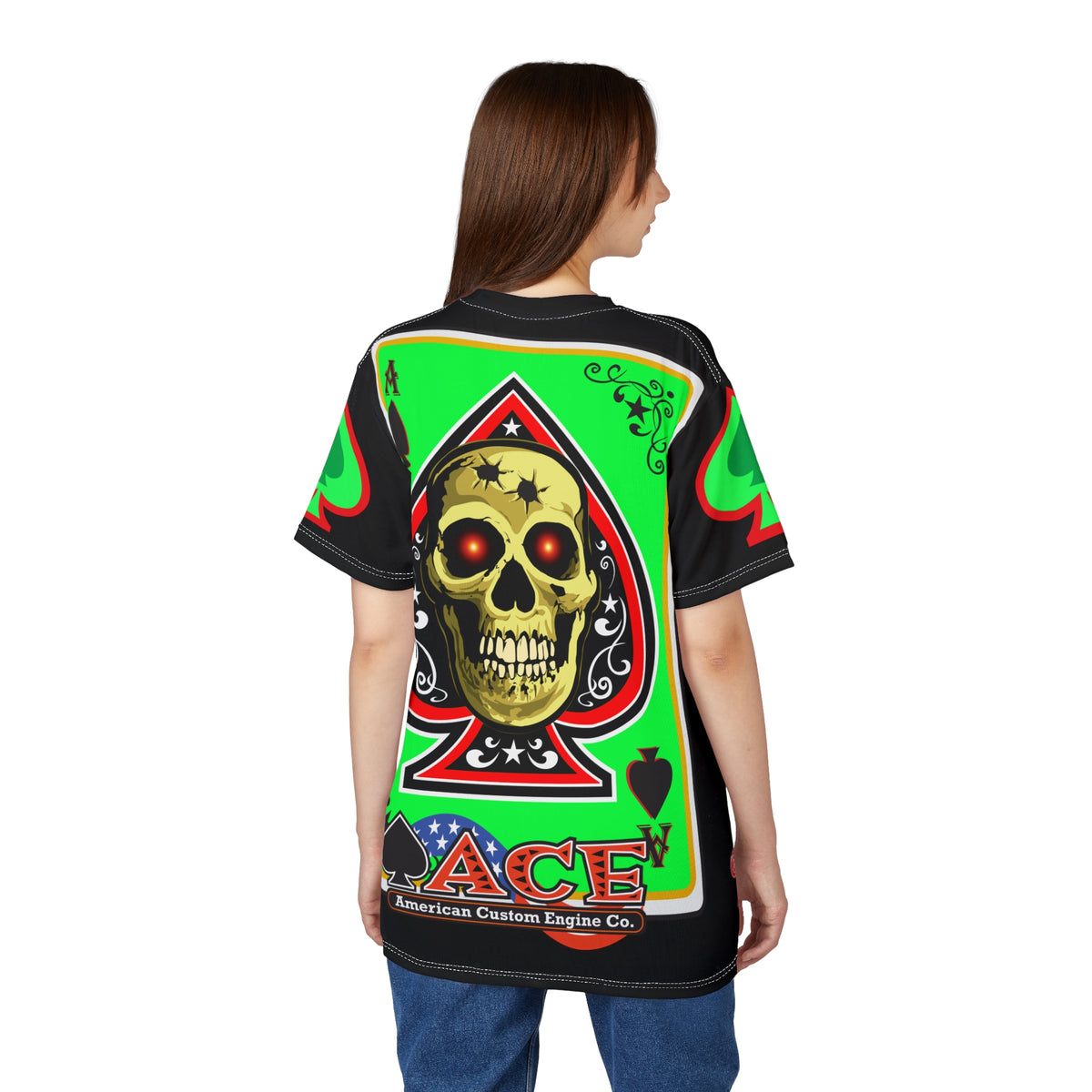 American Custom Engines ACE - Special Lumina Green  Ace of Spades Death Card High visibility Graphics