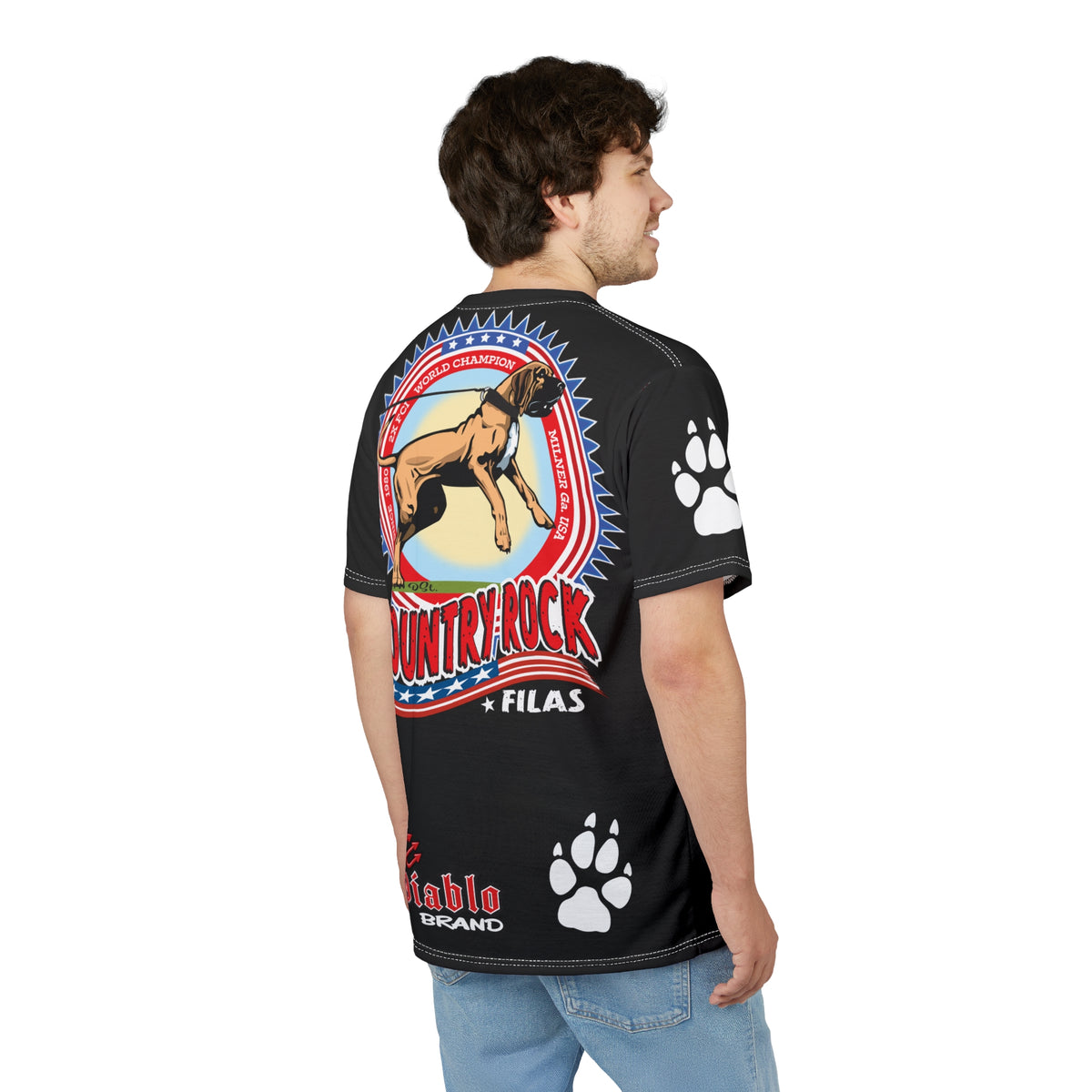 Country Rock Dog Graphic Super Tee — El Diablo Brand Paw Print T-Shirt