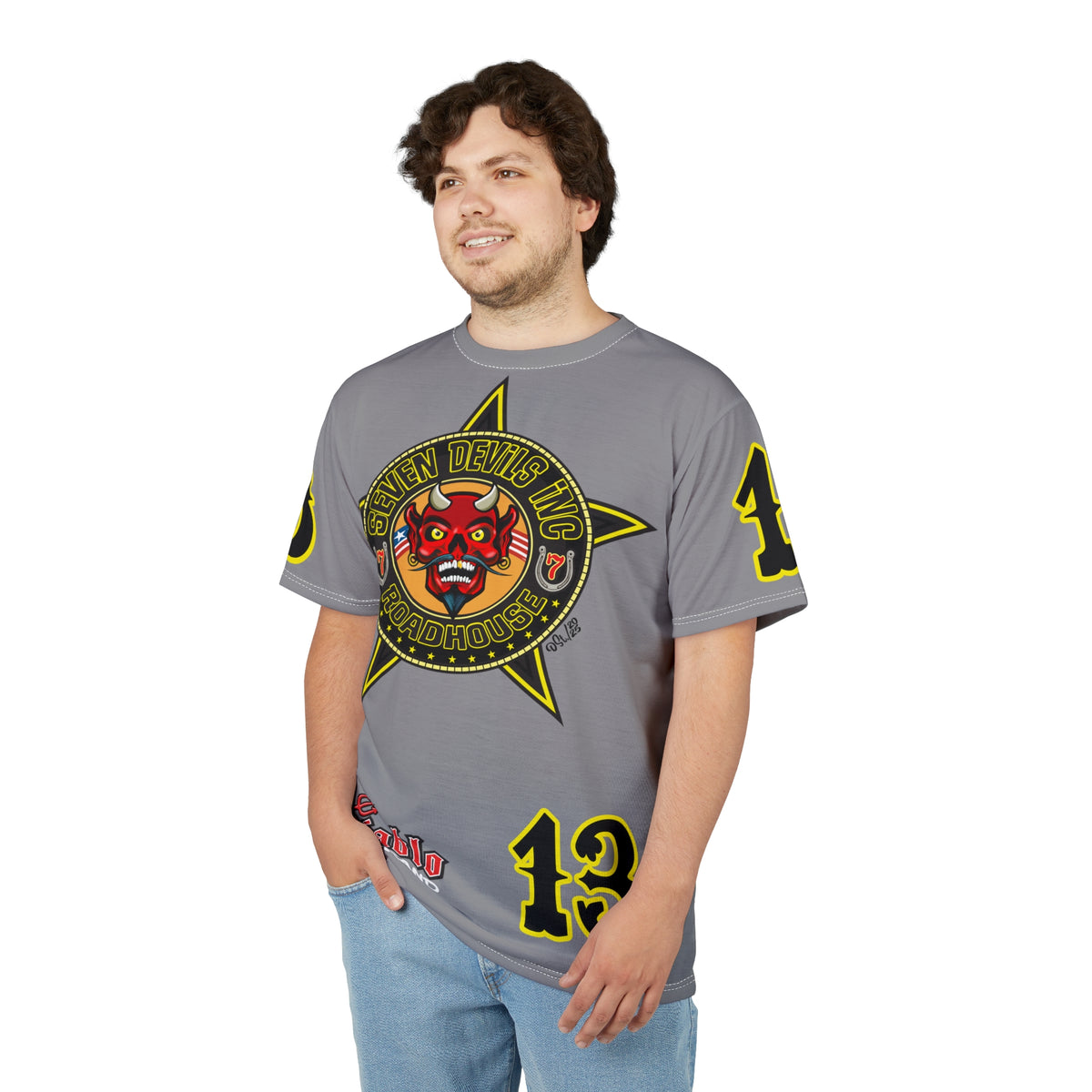 Seven Devils Inc. Roadhouse Black on Black Super Tee — Extreme Edgy Graphics - Bad Attitude Custom Biker Riding Gear
