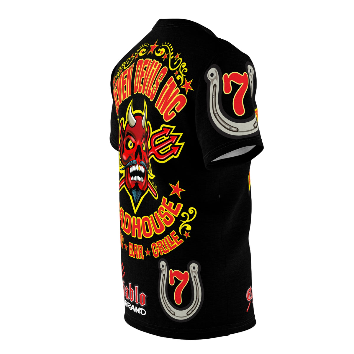 Seven Devils Road House (LIMITED EDITION) Custom Super Riding Tee - Retro Devil Style Graphic Style