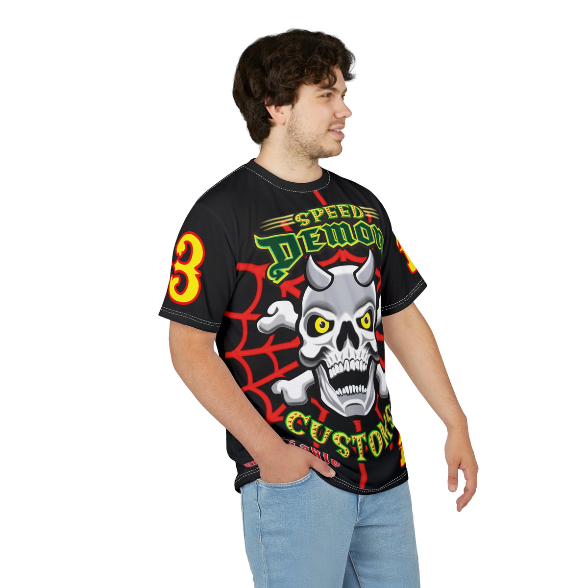 Speed Demon Big Web HiViz Custom Motorcycle Riding Super Tee