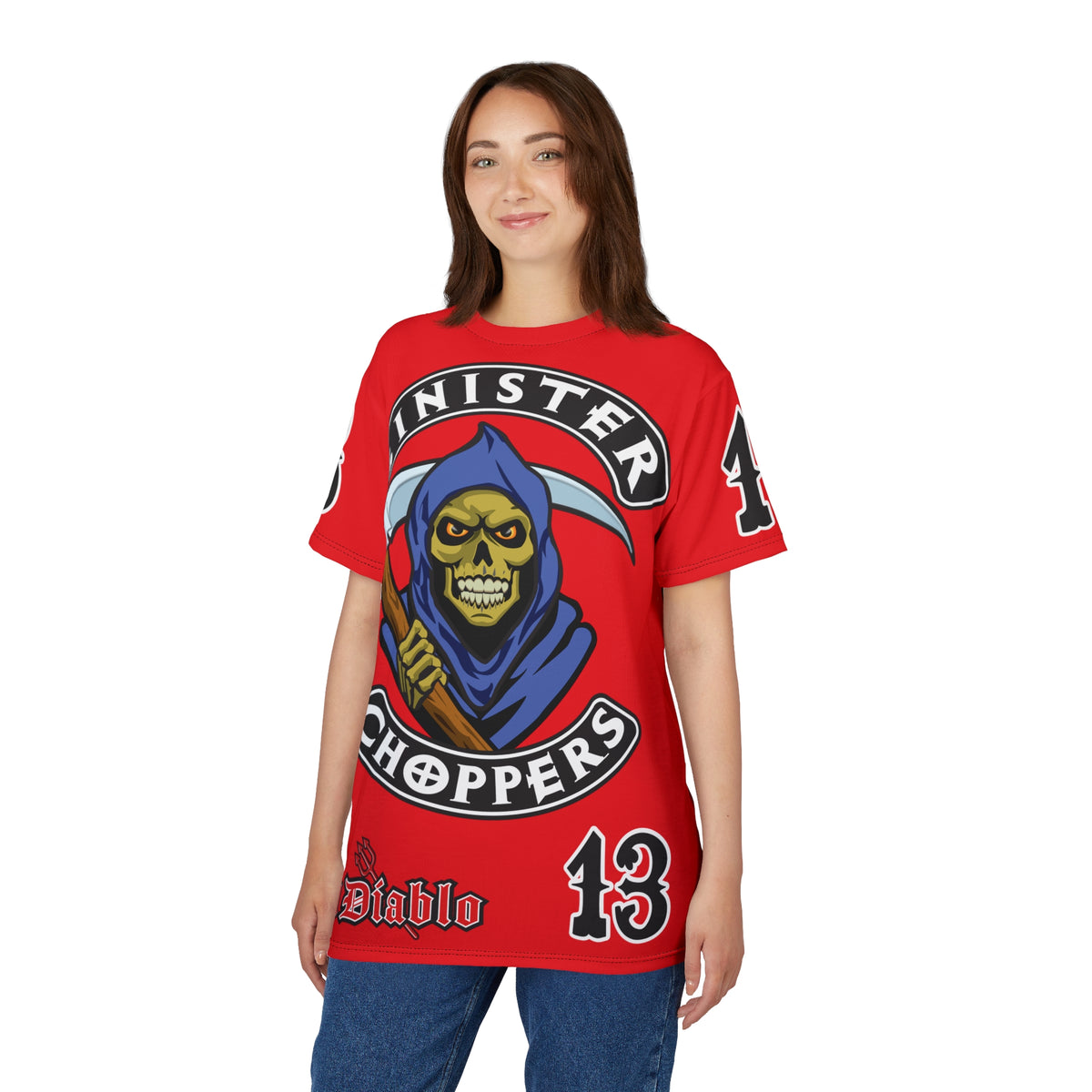 Sinister Choppers Reaper HiViz Super Tee - Unisex Skull Design for Bikers