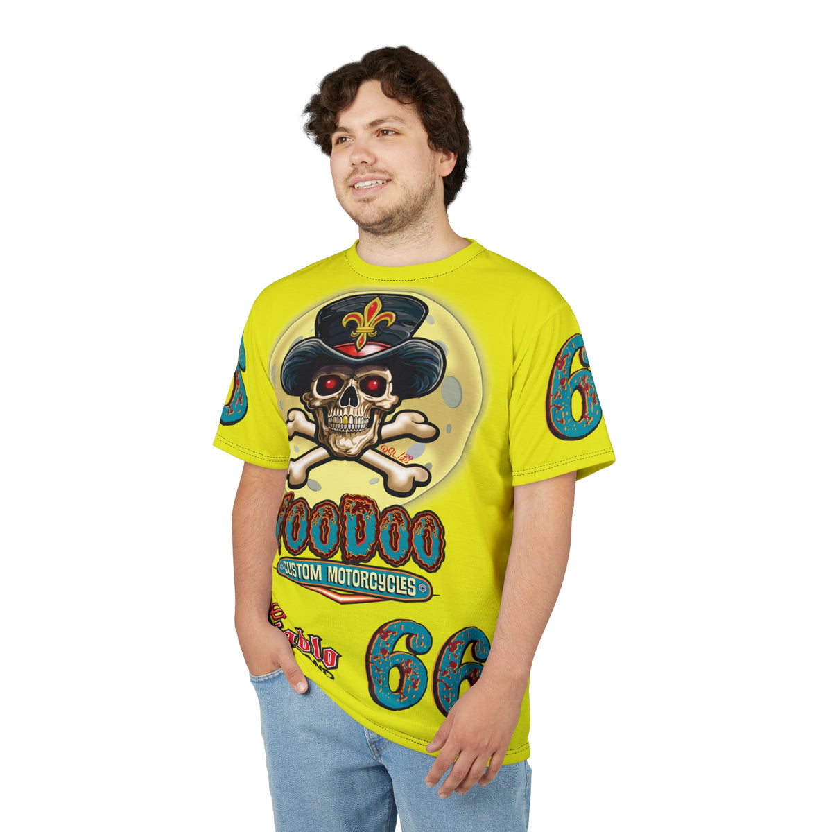 VERY Special HIVIZ Voodoo Customs Graphic Super Tee –  Edgy Style Riding Tee for Bikers