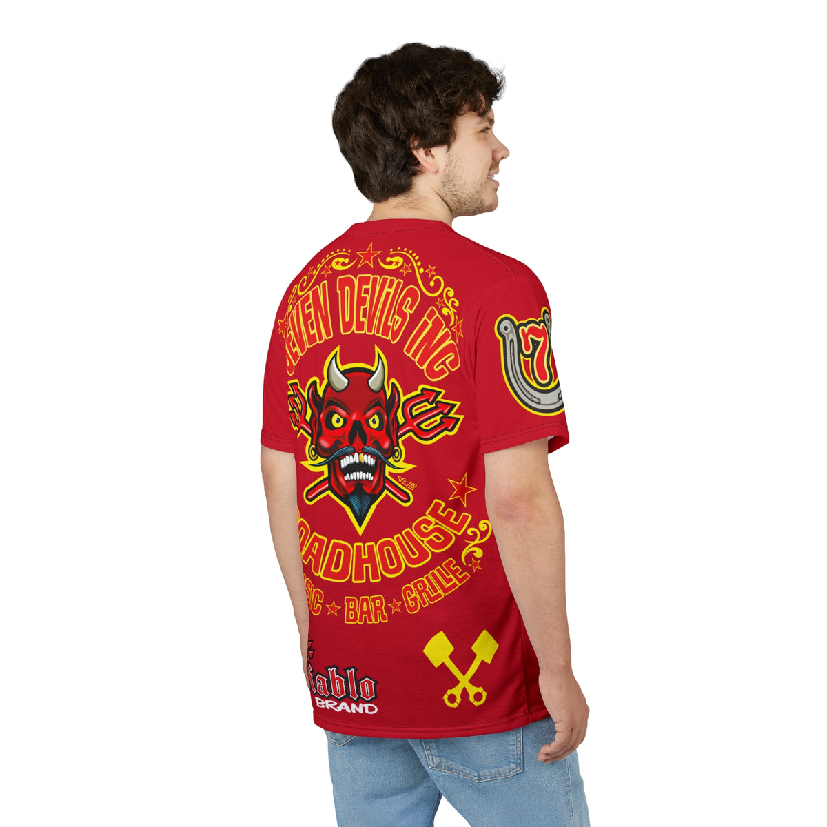 Seven Devils Inc. Roadhouse Deluxe HiViz Graphic Tee - Motorcycle Custom Riding Super Tee