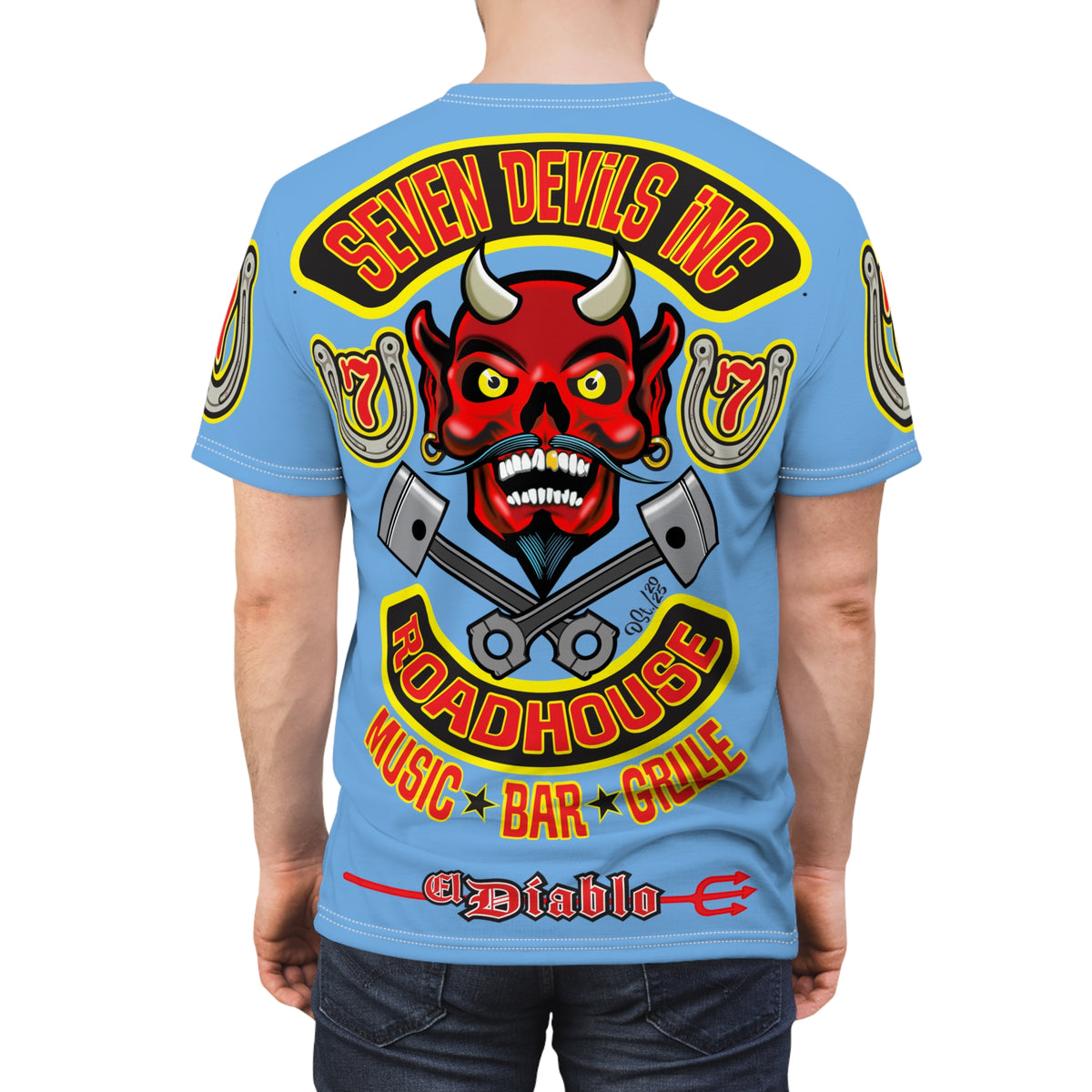 Seven Devils Inc. Roadhouse HiViz Design, Edgy Biker Shirt, Special Motorcycle Riding Gear, Seven Devils Inc.