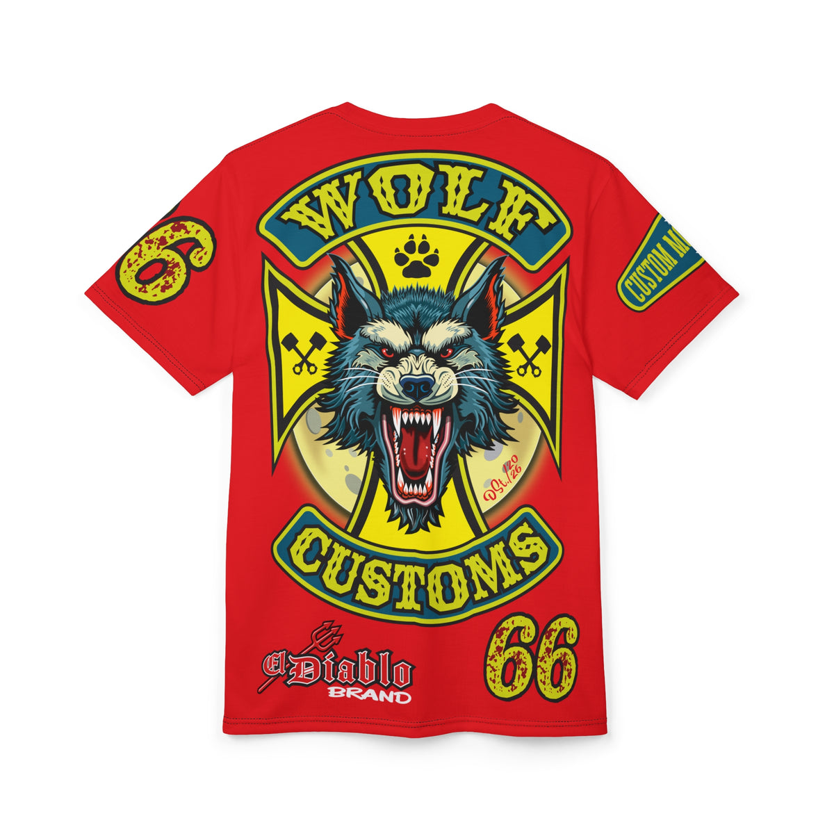 MWT Wolf Customs '66 Graphic HiViZ Super Tee — Retro Motorcycle Club Shirt, The Best Biker Riding Tee EVER !!!