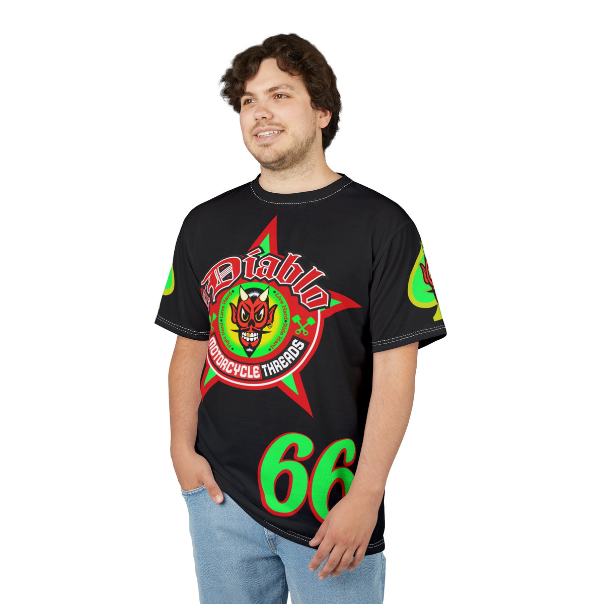 El Diablo Motorcycle Threads Unisex Cut & Sew Tee - Edgy Graphic Tee for Biker Enthusiasts