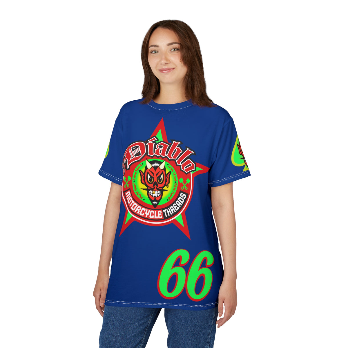 El Diablo Motorcycle Threads - Unisex Cut & Sew Tee - HiViz Color - Edgy Graphic Tee for Bikers