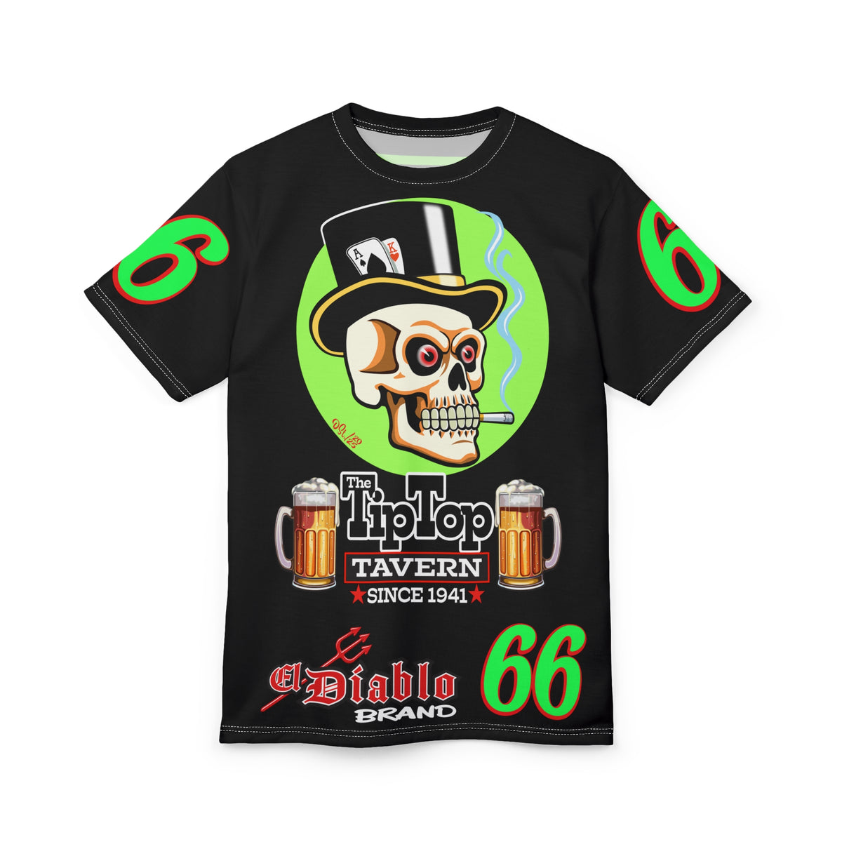 Tip Top Tavern Dive Bar Super Tee - Special Edition Lumina Green XL Graphics - America's Best Dive Bar - Bikes Beers Babes & Bros. - Biker Bar Tee