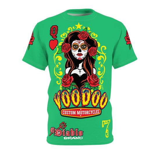 Copy of  Voodoo Custom Motorcycles Tee — Queen of Hearts  Graphic Riding Super Tee