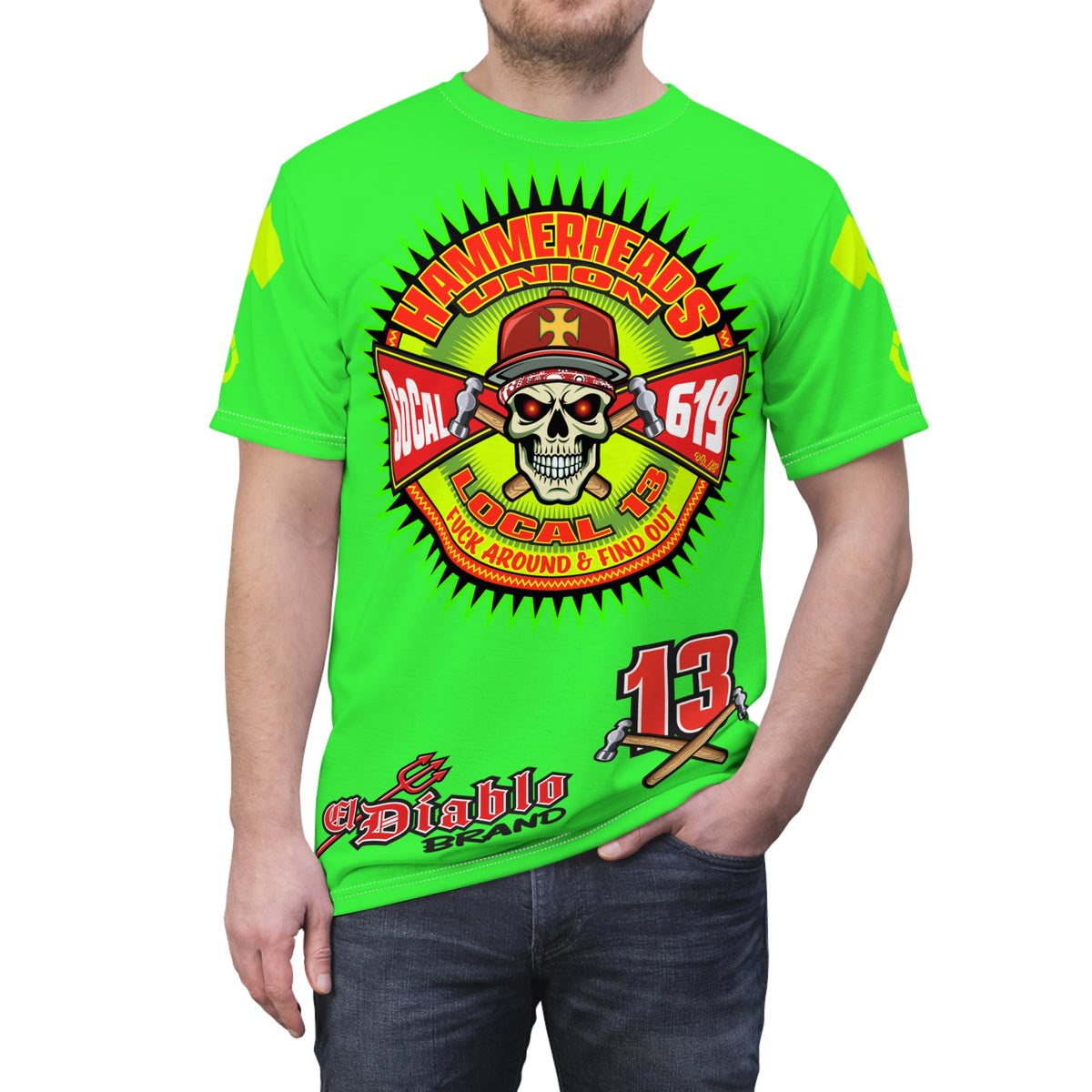 Very Special Hammerheads Union Local 13 - SoCal 619 Special Edition - Custom HiViz Motorcycle Riding Tee Shirt _ Super Comfort and Fit