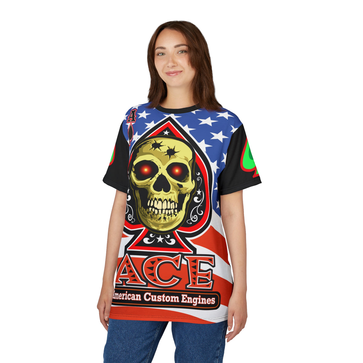 American Custom Engines ACE Americana Cut - Special Lumina Green  Ace of Spades Death Card High visibility Graphics