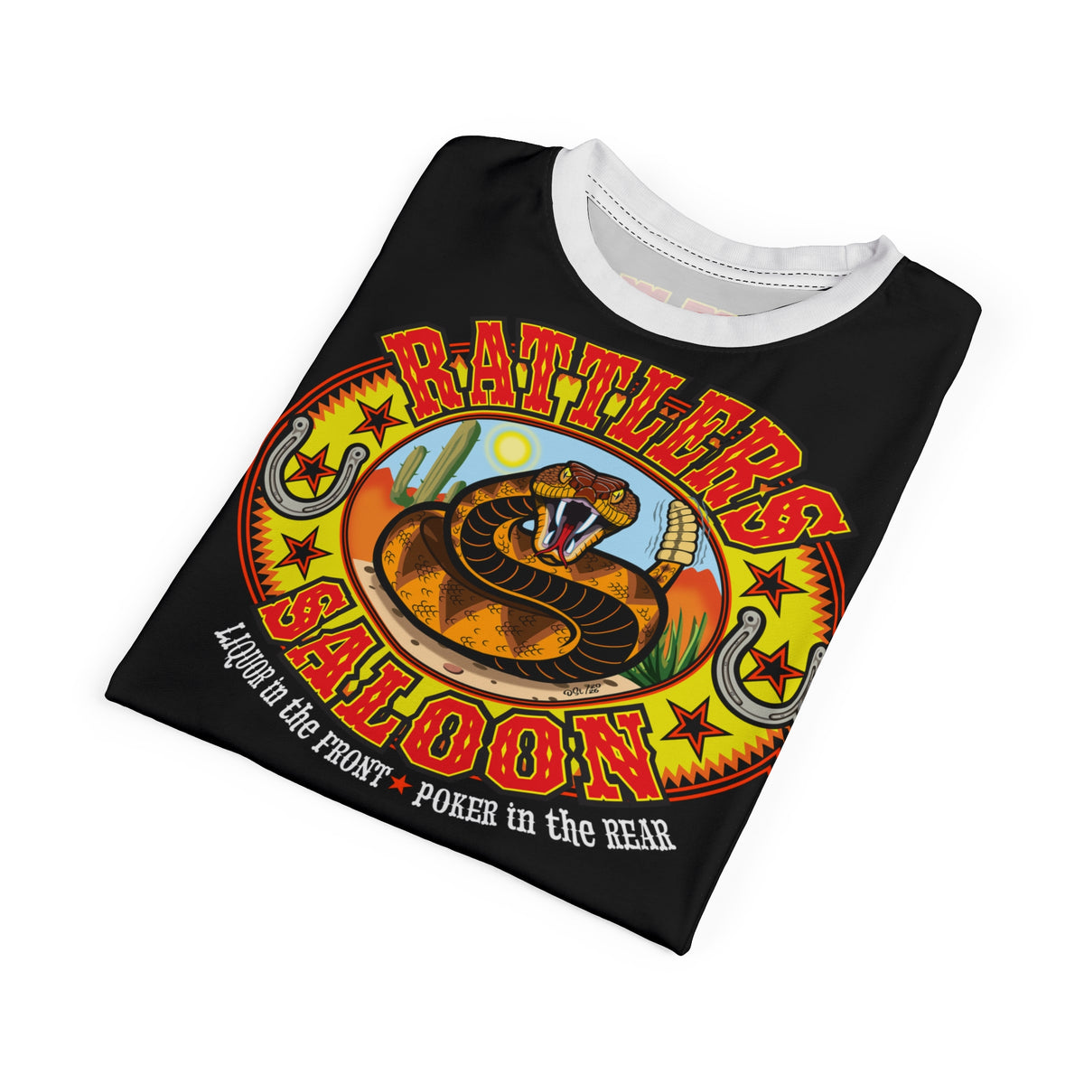 SRT Rattlers Saloon  BADAZZ BLACK SUPER RIDING TEE — Vintage Biker 66 Graphic Shirt