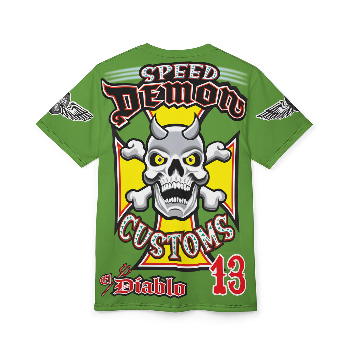 Speed Demon Customs Spectacular HiViz Super Tee - Devilishly Demented Bold Biker Design