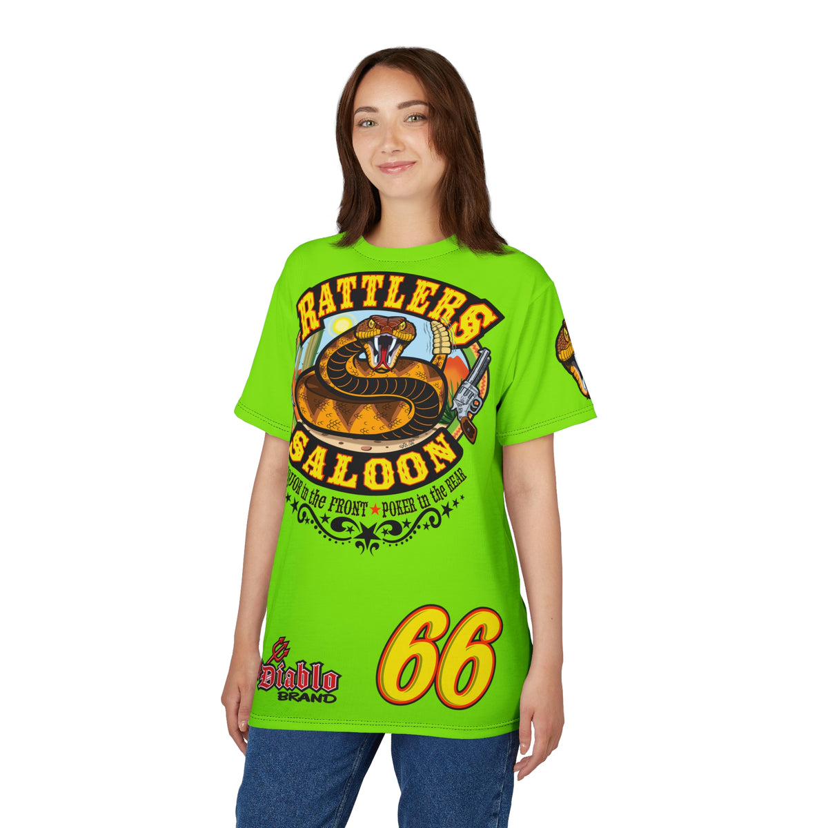 VERY Special HIVIZ Rattlers Saloon  BADAZZ SUPER TEE — Vintage Biker 66 Graphic Shirt